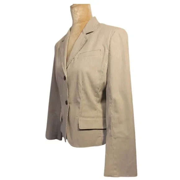NWOT Anne Klein Corduroy Power Blazer Cuffed Sleeve Brown Tan Size 8 - Picture 6 of 13